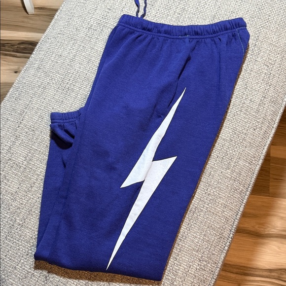 Aviator Nation Bolt Collection SET Crewneck and Sweatpants Deep Purple White S - Picture 7 of 7